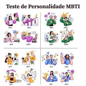 Teste de perfil MBTI: ilustrações dos 16 tipos de personalidade