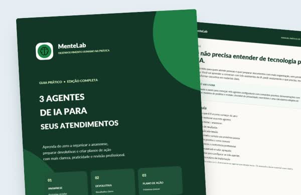 Capa e página do manual dos 3 Agentes de IA