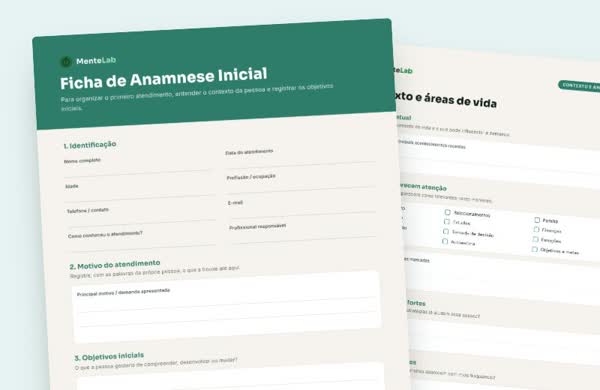 Páginas da ficha de anamnese