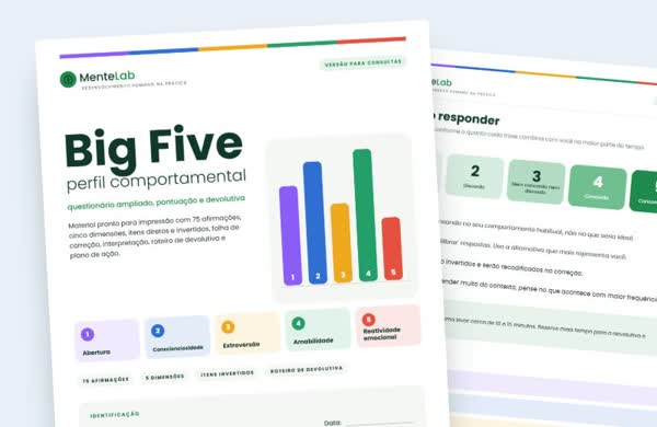 Capa e página de instruções do teste Big Five