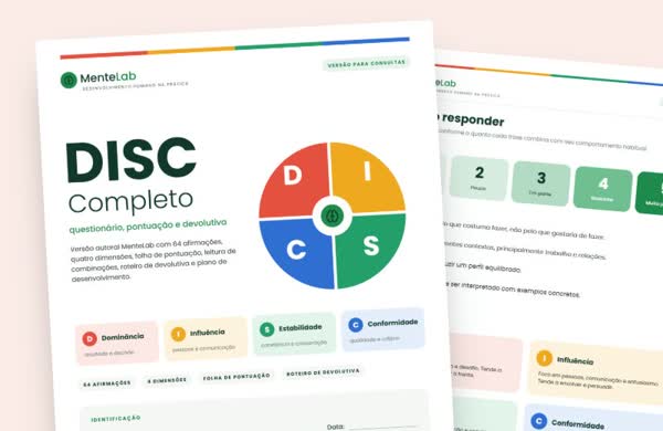 Capa e página de instruções do teste DISC