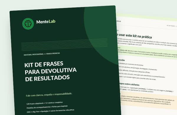 Capa e página do Kit de Frases para Devolutiva