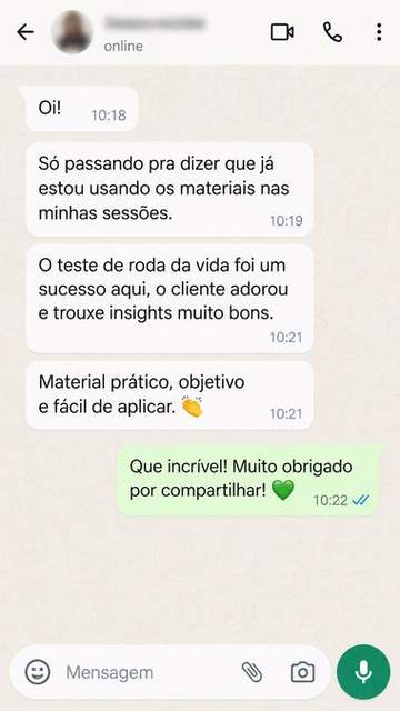 Depoimento recebido no WhatsApp