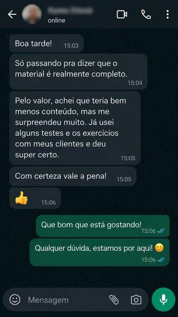 Depoimento recebido no WhatsApp