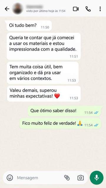 Depoimento recebido no WhatsApp